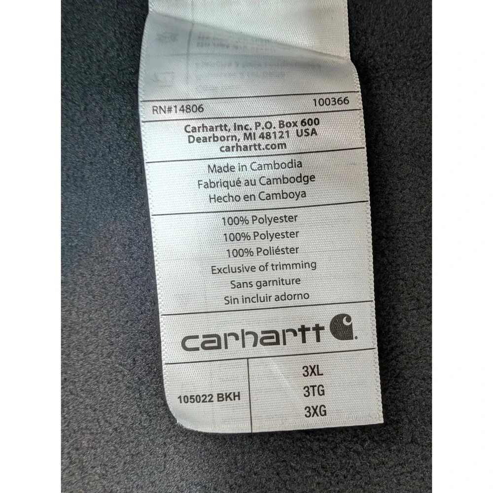 Carhartt Rain Defender Hooded Jacket Men's 3XLBlack Heather Heavyweight TJ5022-M - Picture 10 of 12